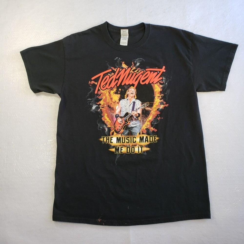 Ted Nugent The Music Made Me Do It 2018 Tour T-Shirt Mens L Black Short Sleeve